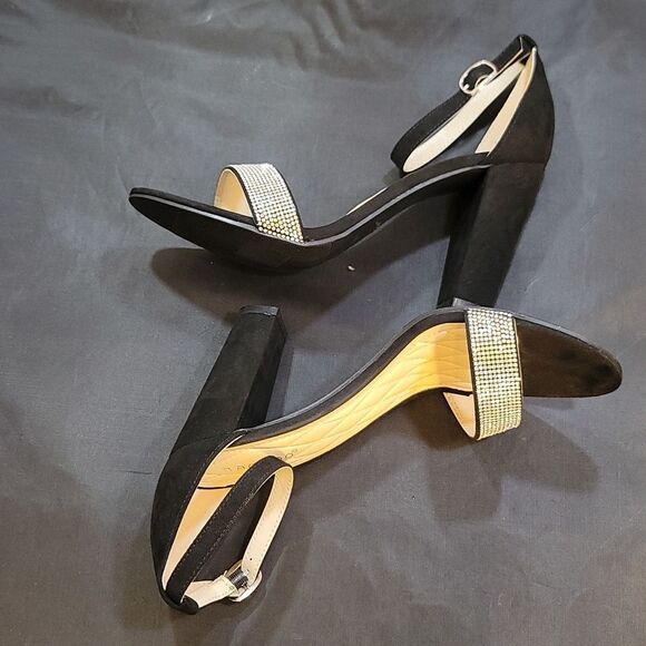 BRAND NEW BAMBOO FRENZY WOMEN'S EMBELLISHED OPEN-TOE ANKLE STRAP HEELS - Picture 11 of 14